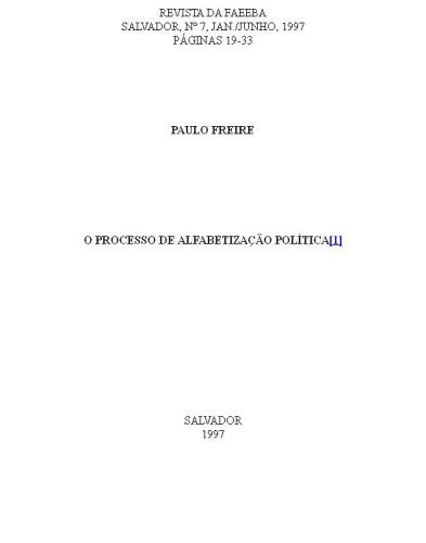 O processo de alfabetização política