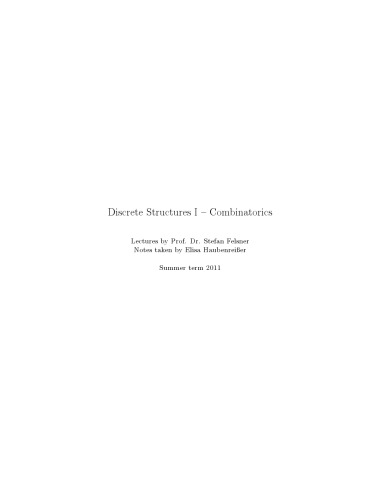 Discrete Structures I -- Combinatorics [Lecture notes]