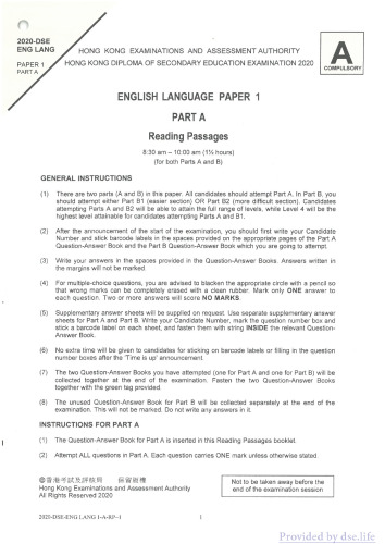 HKDSE English Language 2020: Paper 1