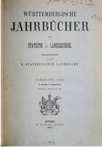 Württembergische Jahrbücher für Statistik und Landeskunde