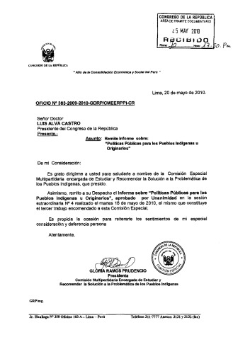 Políticas públicas para los pueblos indígenas u originarios. Informe