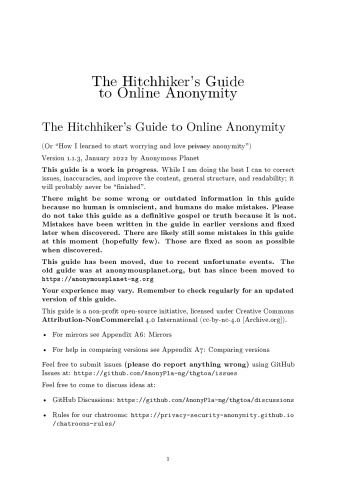 The Hitchhiker's Guide to Online Anonymity - Version 1.1.3 - January 2022
