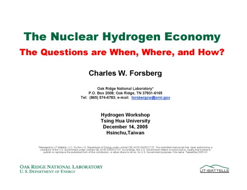 The Nuclear Hydrogen Economy [pres. slides]
