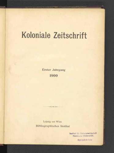 Koloniale Zeitschrift