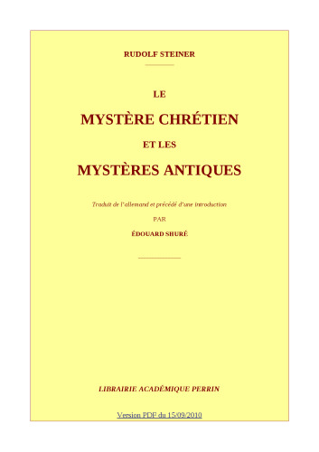 Mystère chrétien et mystères antiques