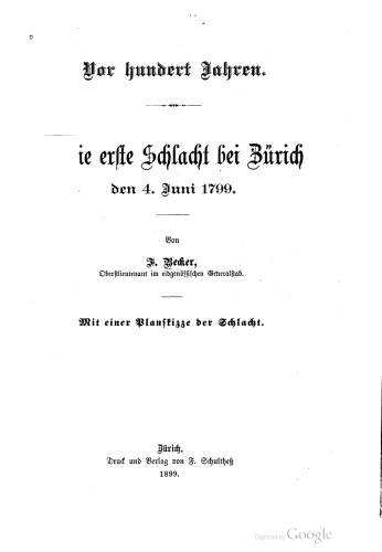 Die erste Schlacht bei Zürich den 4. Juni 1799