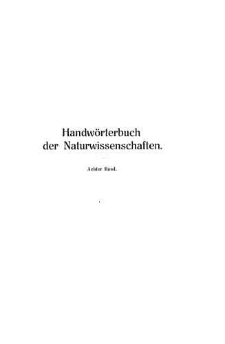 Handwörterbuch der Naturwissenschaften