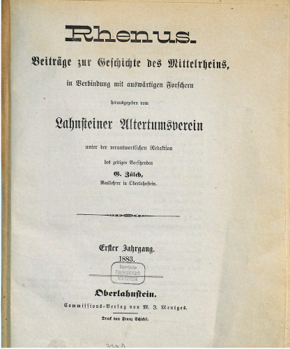 Rhenus. Beiträge zur Geschichte des Mittelrheins