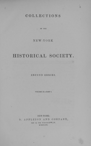 Collections of the New-York Historical Society. Second Series
