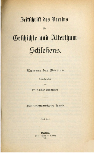 Zeitschrift des Vereins für Geschichte und Altertum Schlesiens