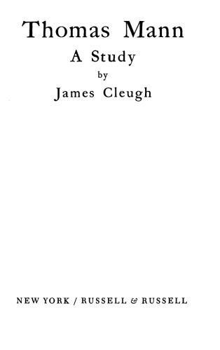 Thomas Mann: A Study