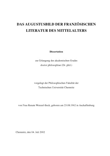 Das Augustusbild der französischen Literatur des Mittelalters