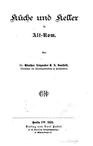 Küche und Keller in Alt-Rom