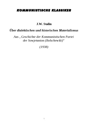 Über dialektischen und historischen Materialismus