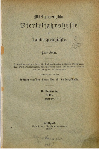 Württembergische Vierteljahreshefte für Landeskunde
