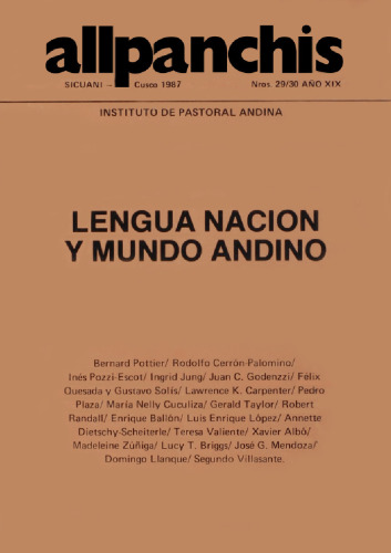 Lengua, nación y mundo andino