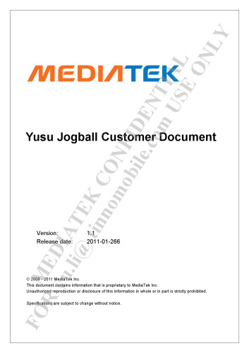 MT6573 YuSu Jogball Customer Document