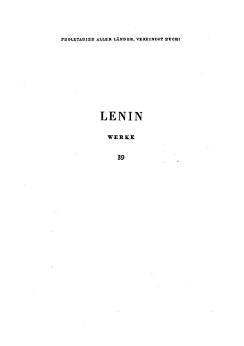 Lenin Werke Band 39: Hefte zum Imperialismus: 1915-1916