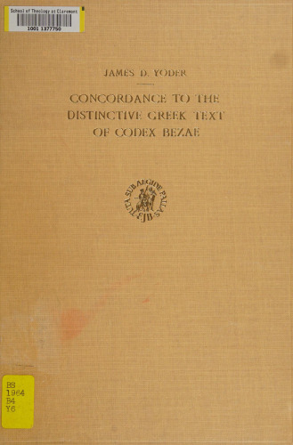 Concordance to the distinctive Greek text of Codex Bezae