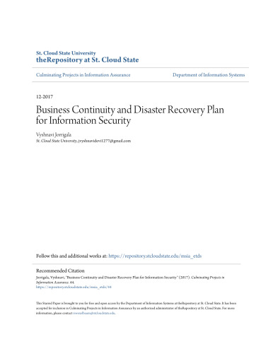 Business Continuity and Disaster Recovery Plan for Information Security