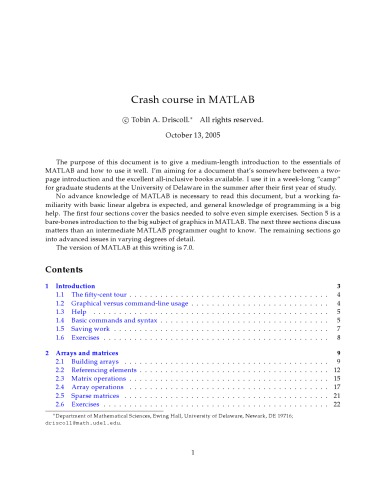 Crash Course in MATLAB
