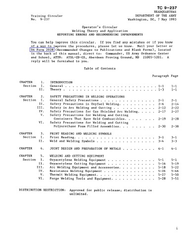 Theory of Welding - US Army TC 9-237