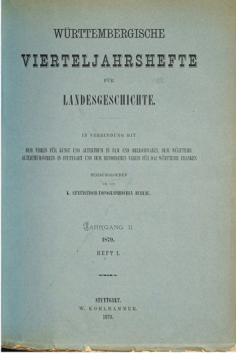 Württembergische Vierteljahreshefte für Landeskunde