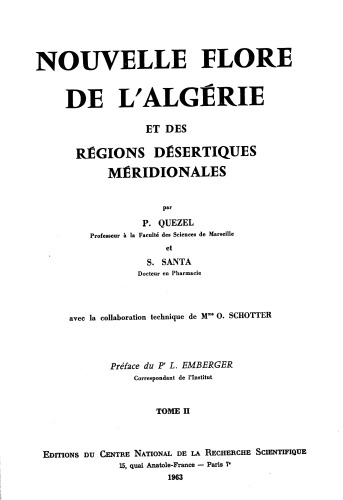 Nouvelle flore de l'Algérie et des régions désertiques méridionales. Tome II