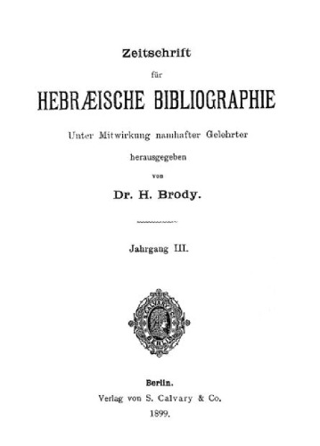 Zeitschrift für hebräische Bibliographie 3