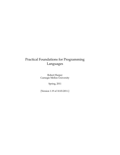 Practical Foundations for Programming Languages 1.19
