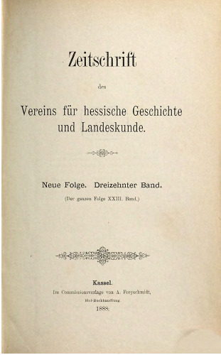 Zeitschrift des Vereins für hessische Geschichte und Landeskunde