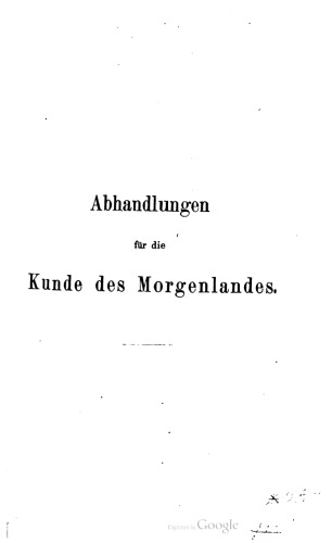Abhandlungen für die Kunde des Morgenlandes