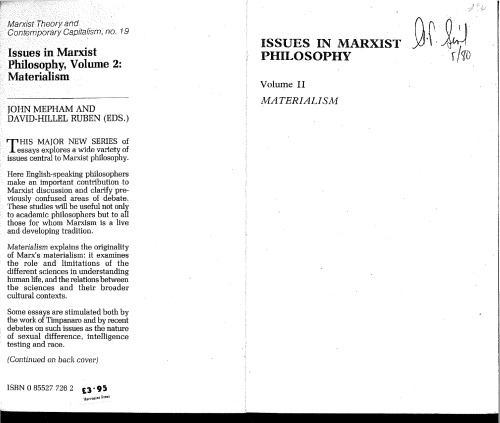 Issues in Marxist Philosophy II