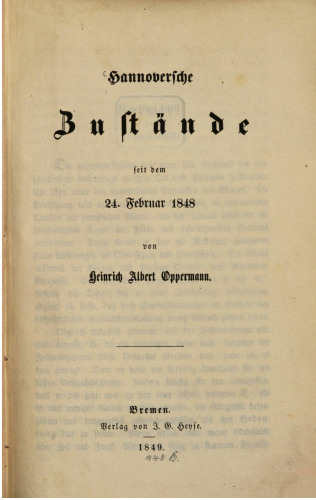 Hannoversche Zustände seit dem 24. Februar 1848