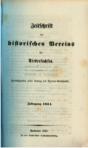 Zeitschrift des Historischen Vereins für Niedersachsen