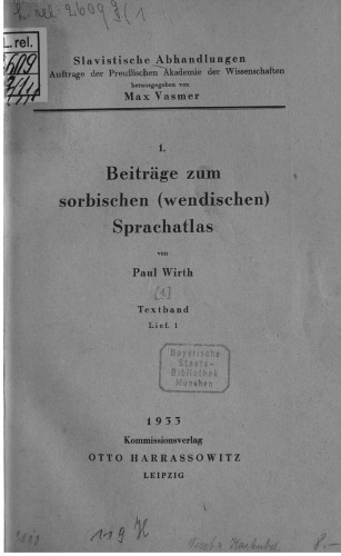 Beiträge zum sorbischen (wendiscen) Sprachatlas
