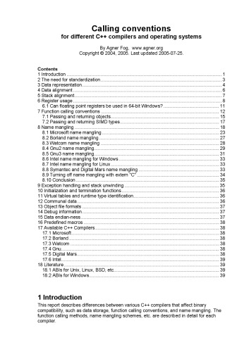 Calling conventions for different C++ compilers and operating systems