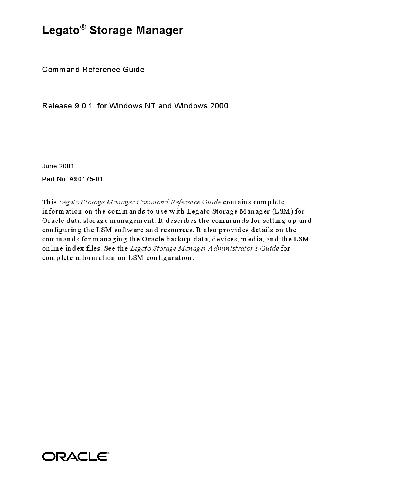 Legato Storage Manager Command Reference Guide