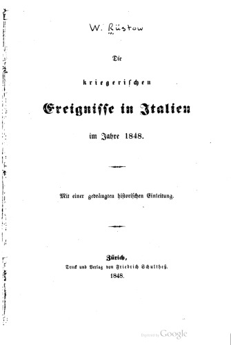 Die kriegerischen Ereignisse in Italien im Jahre 1848