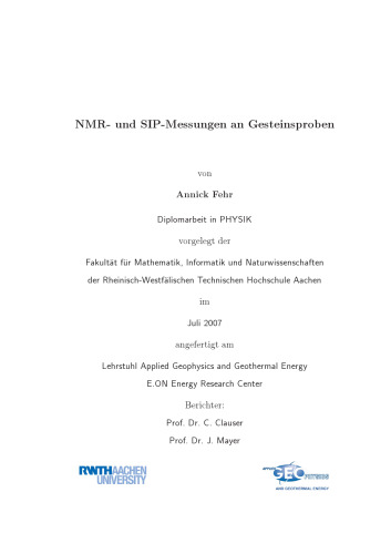 NMR- und SIP-Messungen an Gesteinsproben