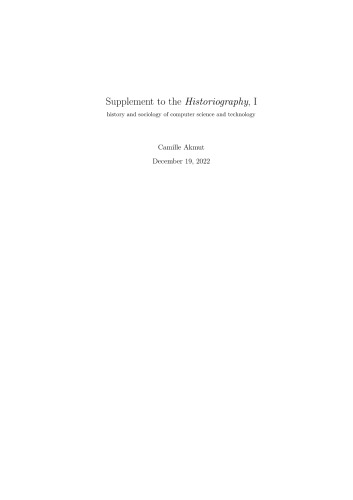 The history and sociology of computer science and technology : Supplement