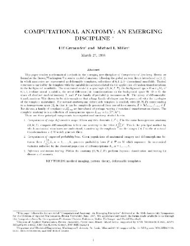 Computational Anatomy: An Emerging Discipline