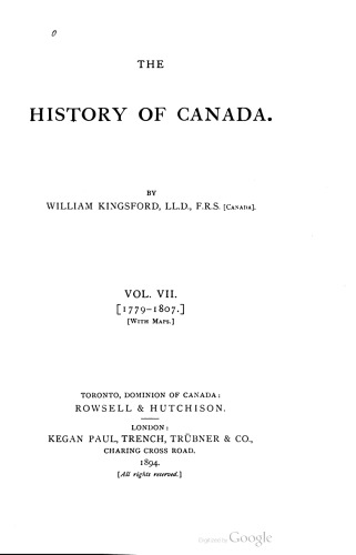 The history of Canada / 1779-1807
