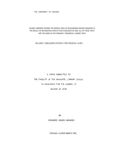 [Master's Thesis] Islamic Libraries during the Middle Ages