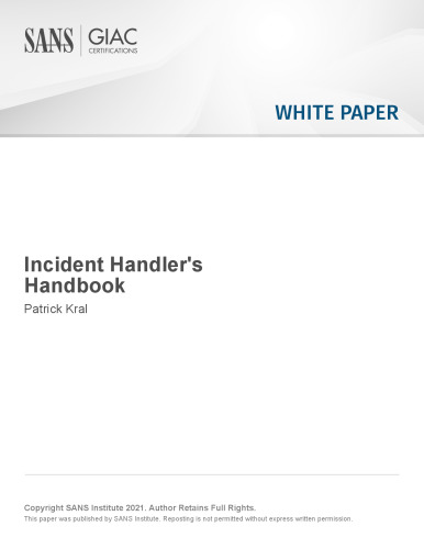 Incident Handler's Handbook
