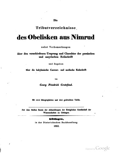 Die Tributverzeichnisse des Obelisken aus Nimrud