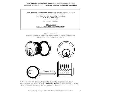 The Master Locksmith Security Encyclopedia Set