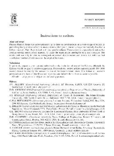 Physics Reports vol.373