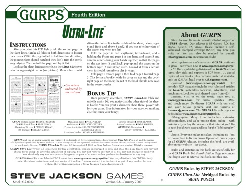 GURPS 4th edition. Ultra Lite