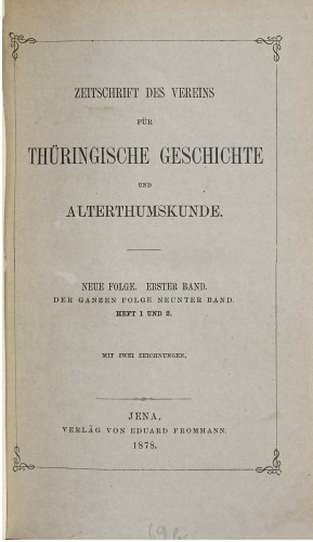 Zeitschrift des Vereins für Thüringische Geschichte und Altertumskunde